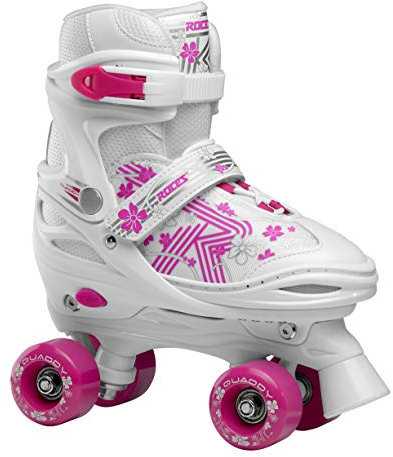 Roces Mädchen Quaddy 3.0 Girl Größenverstellbarer Kinder-Rollschuh, White-pink, 34/37