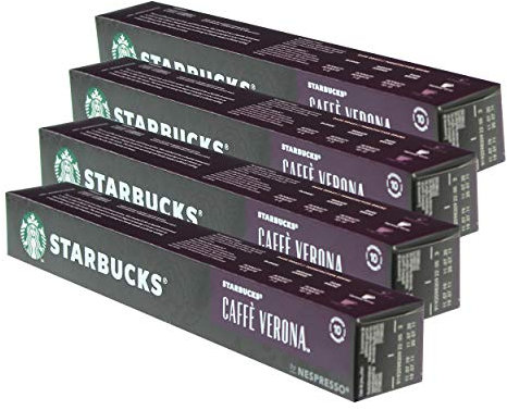 Starbucks Caffè Verona Lot de 4 Capsules de café à café foncé Compatible Nespresso 40 Capsules