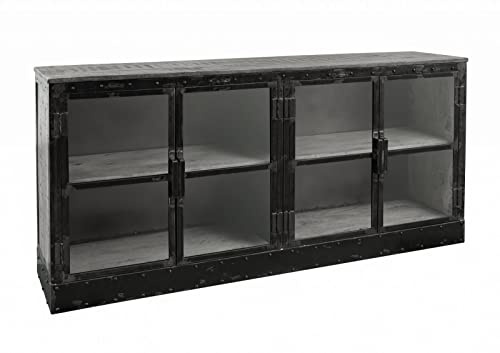 MASSIVMOEBEL24.DE | Sideboard Mango 180x40x90 grau lackiert Heavy Industry #152