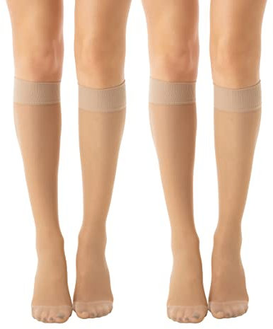 Relaxsan Basic 850 (2 Paare - Hautfarbe 3/L) Stützstrümpfe Damen 18-22 mmHg, Kompressionskniestrümpfe 140 Den