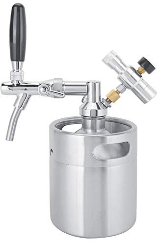 CHICIRIS Robinet de f?t de distributeur de bière, mini distributeur de bière de f?t Homebrew en acier inoxydable 2L avec manomètre de classe 2