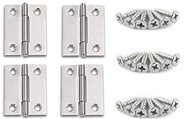 YOFASEN Bisagra para Puerta de Acero Inoxidable - Bisagra Plegable Bisagras Pequeñas Bisagras de Mueble Bisagra Gabinete Armario con Tornillos M3.5*16mm, Plateado, 1.5 pulgada(38*30*1.0mm) - 4pcs