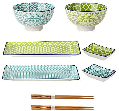 vancasso Sushi Set porzellan, MACARON japanische Ess Service, 8-teilig Geschirr-Set für 2 Personen