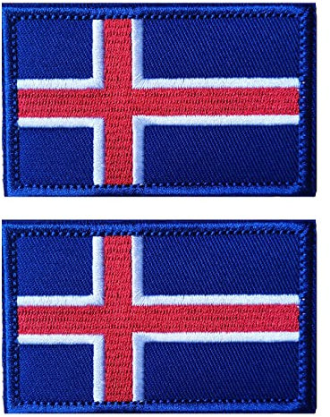 2 PCS AliPlus Iceland Flag Patches Embroidered Tactical Military Morale Patch Applique Fastener Hook and Loop