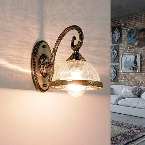 Wandleuchte Jugendstil antik Metall & Glas stilvoll klassisch E14 Wohnzimmer Schlafzimmer Flur Innen Wandlampe