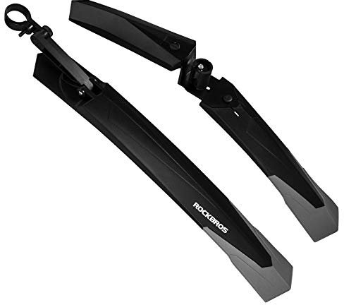 ROCKBROS Parafango Bici MTB 2 Parti Posteriore e Anteriore Parafanghi per Bicicletta Moutain Bike 26 27.5 in PP e Gomma