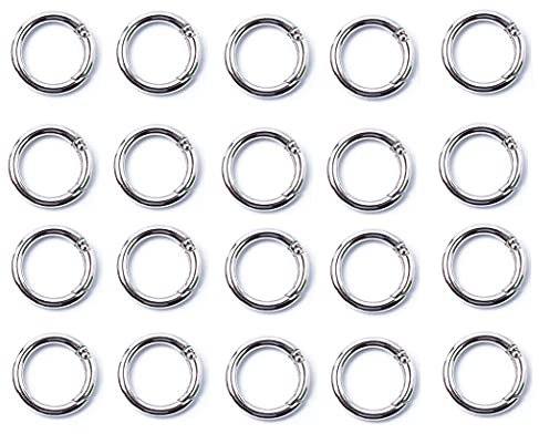 Rund Karabiner Ringe,MoreChioce 20 Stück Runde Karabinerhaken Schlüsselanhänger Ringe O-Ring Runde Karabiner Schnappclip Snap Haken Sprung Ringe Schlüsselringe DIY Handwerk Zubehör Durchmesser 20mm