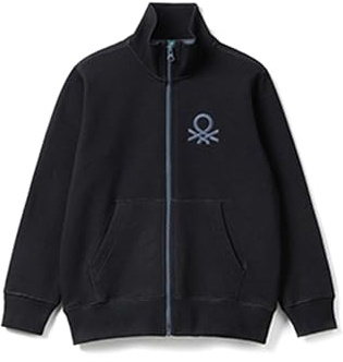United Colors of Benetton Jungen Jacket M/L 3j68c501b LANG RMLIGES SWEATSHIRT, Schwarz 100, 160