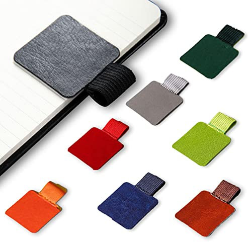 VIKSAUN 8 Pack Portapenne in Pelle, Penna Con Passante Elastico, Autoadesivo Loop, Con Anello Forma Per Notebook