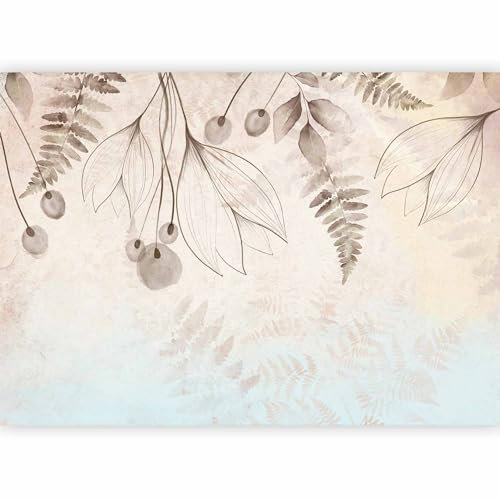 murando - Papier peint panoramique nature 350x256 cm - Revêtement mural décoration chambre salon - Design moderne - Beige gris - Plantes de prairie fleurs brunes feuilles pissenlits b-A-10075-a-a