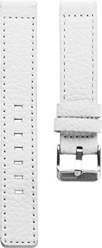 Oozoo Armband Uhrenband Uhrenarmband Leder Lederband mit Dornschließe Weiß 20 mm