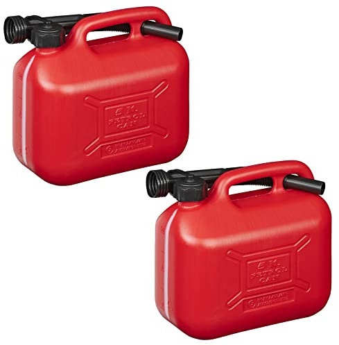 2x Kraftstoffkanister 5 Liter rot Kunststoff Reserve Benzinkanister Diesel