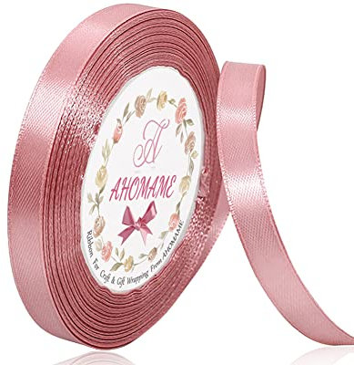 Doppelseitig Roségold Satinband 10mm, 22 Meters Weiß Geschenkband breit Dekoration Schleifenband Stoffband für Hochzeit, Taufe, Blumensträuße, Nähprojekt, und Geburtstag Geschenke