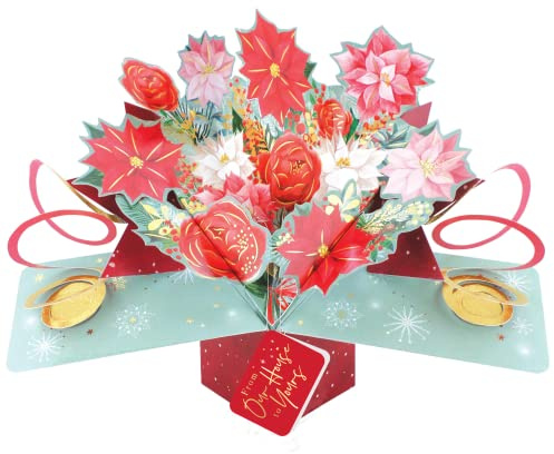 Our House To Yours Christmas Card 3D Festive Bouquet Pop Up Christmas Card Xmas POP067X60