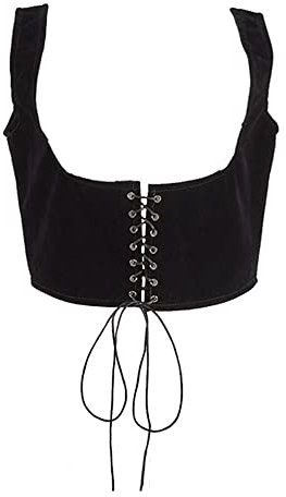 TOFBS Punk Leder Korsett Gürtel Harness Unterbrustkorsett Taillengürtel Verstellbare Gothic Weste für Frauen und Mädchen Cosplay Party Rave Halloween Kostüm (Schwarz)