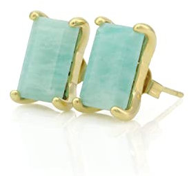 Ohrstecker Amazonit - Einfache Blaue Edelstein Rechteck Ohrringe für Casual und Besondere Anlässe - Handmade Schmuck, Vintage-Schmuck, Kristall-Schmuck - mit Signatur-Box