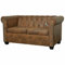 Homgoday Chesterfield-Sofa mit 2 Sitzplätzen aus braunem Kunstleder, modern, Kunstleder, Vintage, Sofa