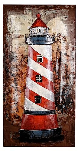 Wandbild Metallbild Relief 3D Leuchtturm Unikat Twisted 60x120x8cm handgefertig Motivbild