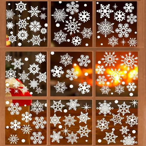 Schneeflocken Fensterbild Fensterbilder 155 PCS Fensterdeko Weihnachten Selbstklebend Weinachts Dekoration Fenstersticker Winter Deko Weihnachtsdeko