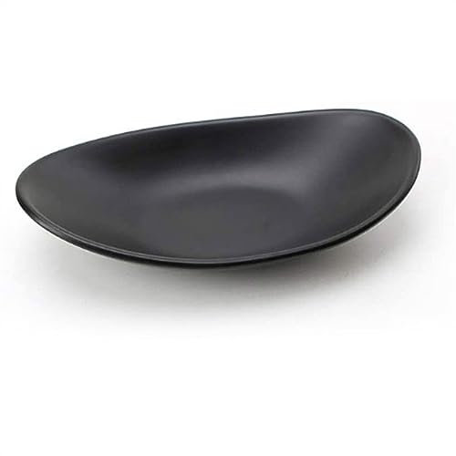 EINES Platos apilables 1 paquete plato hondo ovalado negro mate plato de cena de cocina plato de postre de frutas vajilla de porcelana de imitación platos de cena reutilizables (color: 18 cm)