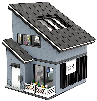 BLOKZ Modularer Haus Bausteine Satz, MOC Schrägdach Loft Haus Modell Ziegel Kit, Street View Architektur BAU Spielzeug (900PCS)