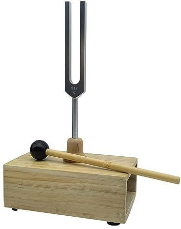 Benefischl Stimmgabel 512HZ Vibration mit Holzresonanzkasten Experimentelles Instrument für Klangtherapie, Yoga, Langlebige Holzfarbe & Silber