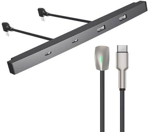 USB Hub for Tesla 2021-2024 Model Y and 2021-2023 Model 3 Center Console + Type-C USB Cable, Support USB-C Fast Charging, Accessories for Tesla Model 3/Y