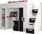 MEBLE KRYSPOL Party 14 Hochbett für Kinder, Jugendliche mit Stauraum - Etagenbett mit Schreibtisch, Kleiderschrank, Bücherregal und Trittleitern - 247x120x165 cm - Weiß, Schwarz, Weiß + Schwarz