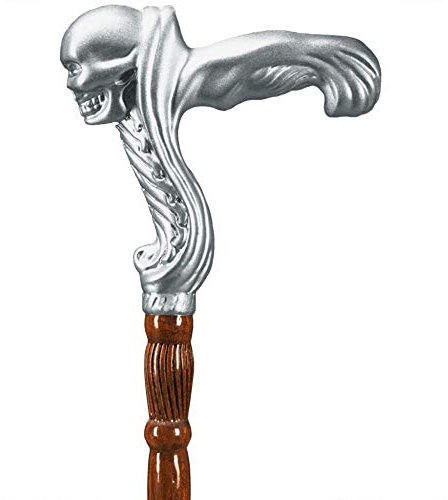 Gehstock aus Holz mit Totenkopf-Griff – modischer Gentleman-Gehstock für Männer und Frauen – Halloween-Zepter, Länge 89 cm