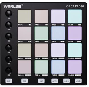 Worlde Orca Pad-16 - Controller di performance con 16 pad con retroilluminazione RGB, USB 2.0, Nero