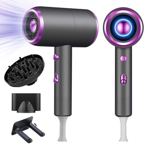 Bizcasa Secador de Pelo de Iónico 1800W,Profesional Secador de Pelo con Botón Frío/Calor,3 Ajustes de Temperatura,Salón Hair Dryer con difusor y boquilla de peinado,Súper Silencioso