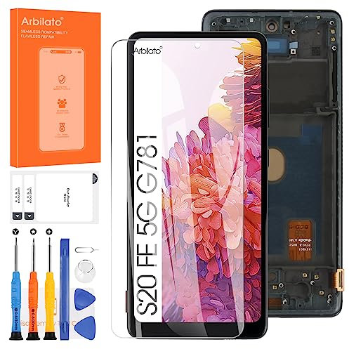 Écran LCD pour Samsung Galaxy S20 FE/S20 FE 5G/ S20 FE 2022 Digitizer Assemblé Remplacement assemblé avec Outils (Noir avec Cadre, sans Reconnaissance d'empreintes)