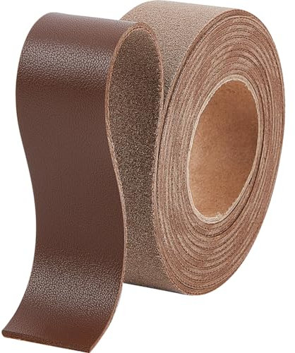 GORGECRAFT 25mm Breites Flaches Lederband 2m Einseitige Litschi-Narbungslederstreifen 1.7mm Dicke Kunstlederriemenfäden Für Heimwerkerarbeiten Gürtelgriffe Schmuckverpackung Werkzeugwerkstatt Kamel