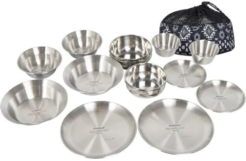 AMIUHOUN Ensemble de vaisselle d'extérieur 12 pièces - Kit de vaisselle de camping portable - Kit de vaisselle de camping autonome pour barbecue, camping, maison, salle à manger