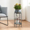 [en.casa] Blumenständer Altena Pflanzenständer mit Blumentopf und Ablage Metall Schwarz Pflanzenregal 80,5 x 40 x 40 cm Blumensäule für innen Blumentopfständer