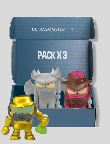 Ultrazombies Pack de 3 Caja 4| Muñecos Zombies serie de YouTube | Figuras Coleccionables de Zombies | 2 Brillan en la Oscuridad y 2 Metalizados | Para Niños y coleccionistas|Halloween