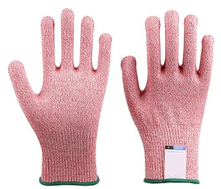nmbhus Fishing Anti Cut Gloves Non Slip HPPE Anti Cut Level 5 Safety Work Gloves Cut Resistant Gloves For Kitchen Garden (Color : Red, Size : XXL)