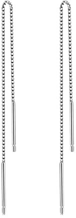 Stäbchen Durchzieher Ohrringe Sterling Silber 925 Lang Quasten Einfädler Ohrhänger Geschenke für Damen Mädchen 80mm