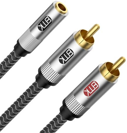EMK 3.5mm auf RCA Adapterkabel, 3,5 mm Buchse auf 2 Cinch-Stecker, 0,5 m - Vergoldet für HiFi-Anlage, Lautsprecher, Verstärker