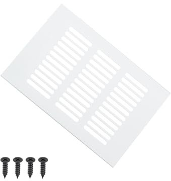 PATIKIL 6 x 4 Inch Door Air Vent Cover, 1 Pcs Heavy Duty Aluminum Grille Ventilation Cover Louvered with Mounting Screws for Cabinet Wardrobe Door, Silver