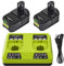 2X 18V 6000mAh Batterie de Remplacement pour Ryobi One+ P117 Double Port Chargeur RB18L50 RB18L40 RB18L25 P108 P107 P122 P104 P105 P102 P103 avec Indicateur LED