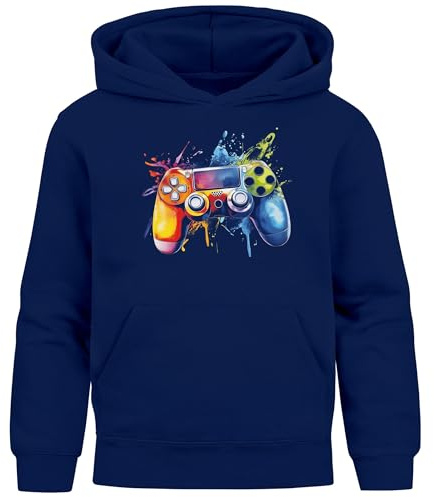 MoonWorks® Kinder Hoodie Jungen Gaming Zocken Spielekonsole Aufdruck Print Kapuzenpullover