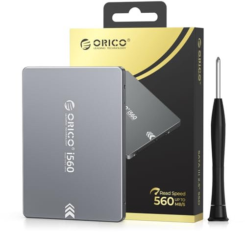 ORICO SATA SSD 256GB, 2.5 SATA III 6Gb/s SSD, hasta 480MB/s, Unidad de Estado Sólido Interna 3D NAND con Carcasa de Aluminio, Actualización de PC Portátiles y de Sobremesa - i560