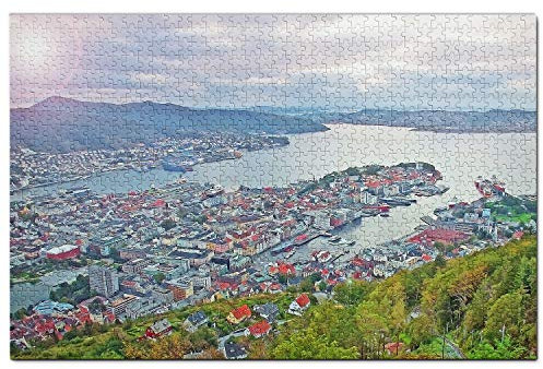 Norwegen Puzzle 1000 Teile Norwegen Bergen Puzzle Spiel Kunstwerk Reise Souvenir 38x26CM