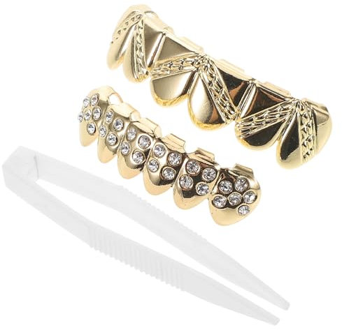 OATIPHO Zahngrills Mit Edelsteinen Für Erwachsene 2 Stück Halloween-zähne Mundgrills Party-zubehör