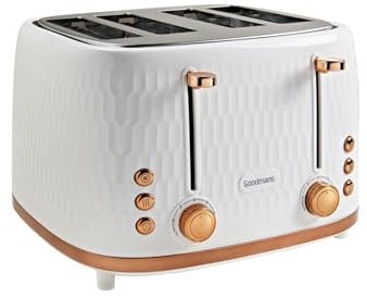 Honeycomb White Rose Gold Toaster - Features: 4 Slice Toaster,2 Removable Crumb Tray,High Lift Eject,2 Sets Of Illuminating Reheat/Defrost/Cancel Buttons,2 Removable Crumb Tray,2 Operating Levers