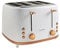 Honeycomb White Rose Gold Toaster - Features: 4 Slice Toaster,2 Removable Crumb Tray,High Lift Eject,2 Sets Of Illuminating Reheat/Defrost/Cancel Buttons,2 Removable Crumb Tray,2 Operating Levers