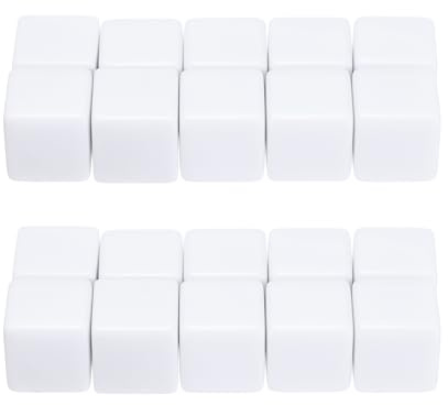 PATIKIL 20mm Acrylwürfel Rohlinge 20 Stück Standard Spielwürfel Eckige Würfel Mit Geglätteter Oberfläche Sechsseitig Für Brettspiele Unterricht Weiss