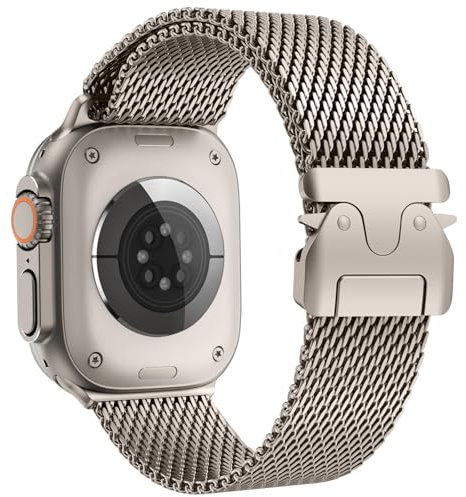 Cinturino Milanese Compatibile con Apple Watch 42mm(Series 10) 41mm 40mm 38mm Donne Uomini, Fibbia Stile Paracadute, Cinturini in Metallo per iWatch 10 9 SE 8 7 6 5 4 3 2 1
