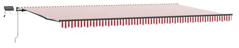 vidaXL Manuelles ausziehbares Markisenvorhang mit LED Rot-weißen Streifen 600 x 350cm wasserdicht und UV-beständig für Balkon, Schatten, Sonne, Außenmarkise, Garten, Terrasse, verstellbar, modern